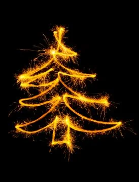 Christmas tree made by sparkler Stock Illustration