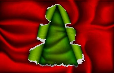 Christmas tree made of torn paper Stock Illustration