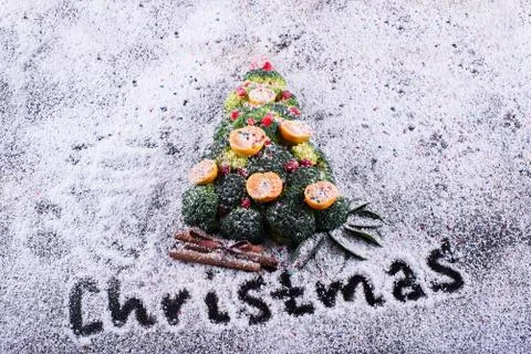 Christmas tree made of vegetables Stock Photos