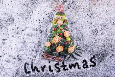 Christmas tree made of vegetables Stock Photos