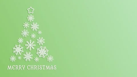 A Christmas tree made of white rotating snowflakes with a star at the top, a Stock Footage 309282805