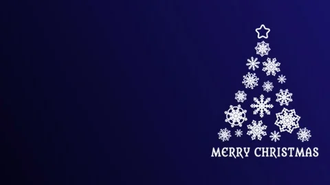 A Christmas tree made of white rotating snowflakes with a star at the top, on a Stock Footage 317191876