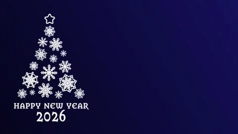 A Christmas tree made of white rotating snowflakes with a star at the top, on a Stock Footage 318847505