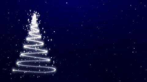 Christmas Tree Magic Particles, Blue Background Stock Illustration