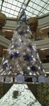 A Christmas tree in the mall Stock Photos