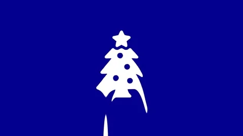 Christmas tree melting in white on blue background animation Stock Footage 327761877