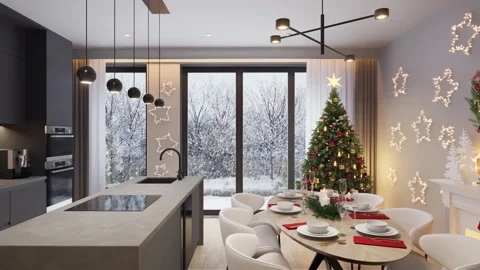 Christmas tree in a modern studio apartment interior. Stock Footage 292875152