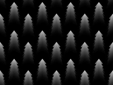 Christmas tree monochrome seamless pattern. Black and white gradient. Vector  Stock Illustration