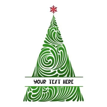 Christmas tree monogram. Vector frame for congratulations, inscriptions. Stock Illustration