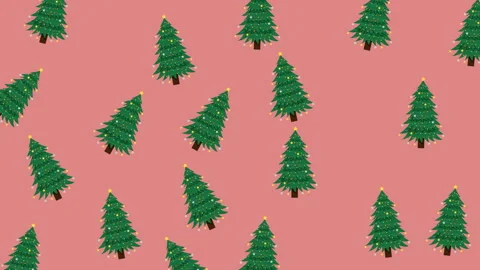 Christmas tree motion background, seamless pattern, red compress Stock Footage 319542709
