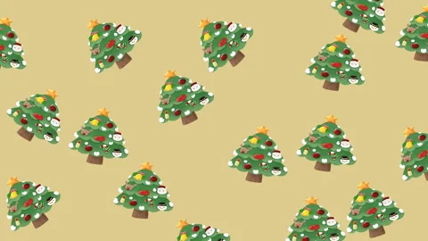 Christmas tree motion background, seamless pattern, yellow compress Stock Footage 319542736
