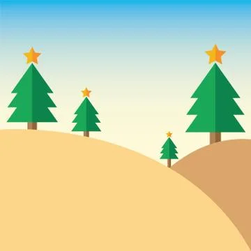 Christmas tree on Mountain Stock Illustration