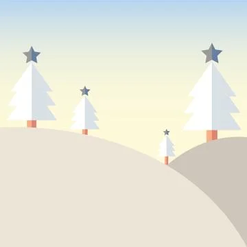 Christmas tree on Mountain with snow Stock Illustration