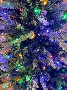 Christmas Tree with Multi-colored LED Lights Stock Photos