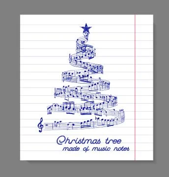 Christmas tree from music notes Stock Illustration
