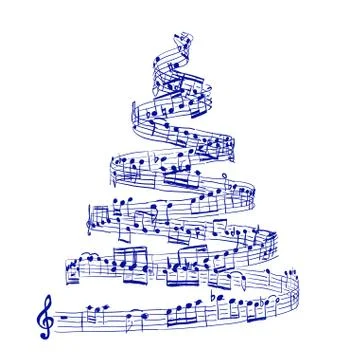 Christmas tree from music notes Stock Illustration