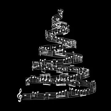 Christmas tree from music notes Stock Illustration