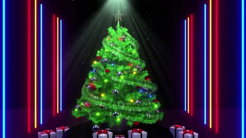 Christmas Tree Neon Background Vídeo Stock 221924637