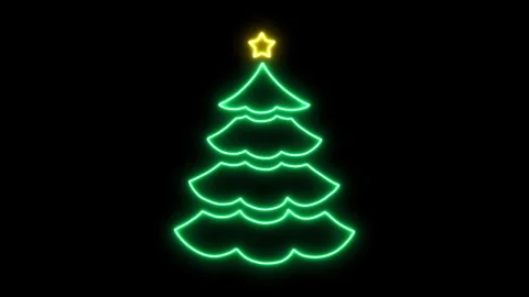 Christmas Tree Neon Stock Footage 255664564
