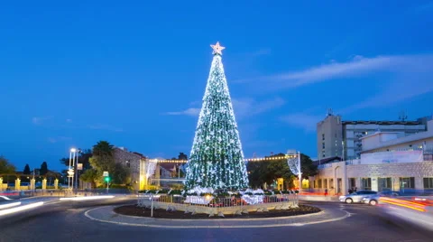 Christmas tree with neon lights Vídeo Stock 45318172
