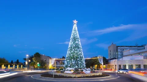 Christmas tree with neon lights 動画素材 45318374