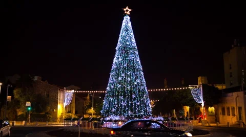 Christmas tree with neon lights Stock Footage 45329022