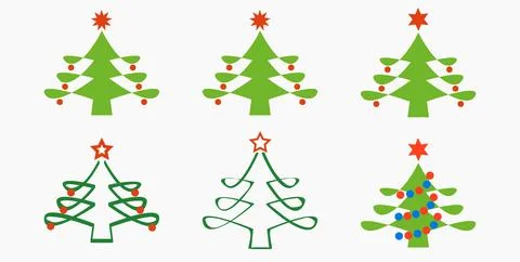 Christmas tree.  New Years holiday. Decorations for Christmas. Vector icon. Stock Illustration