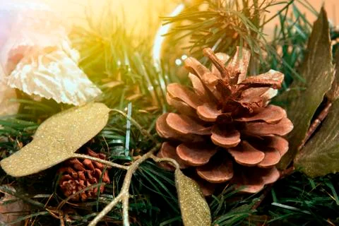Christmas tree with nice decorations. Stock Photos