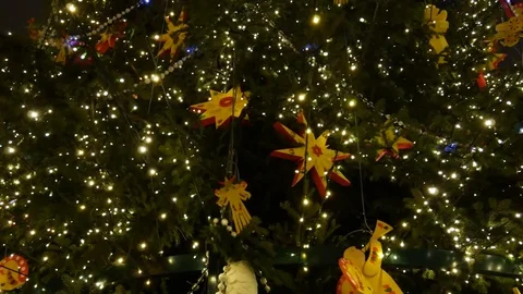 Christmas tree at night. Stock Footage 71259177