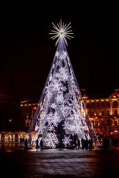 Christmas tree at night Stock Photos