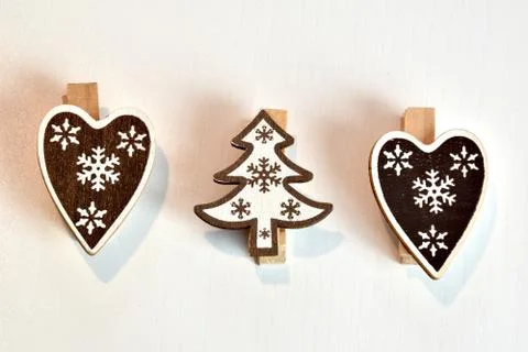 Christmas tree objects and heart for Christmas decorations Stock-Fotos