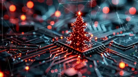 Christmas Tree. An open source Christmas project. Midnight neon background. Stock Footage 273251966