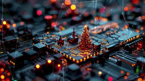 Christmas Tree. An open source Christmas project. Midnight neon background. Stock Footage 273251967