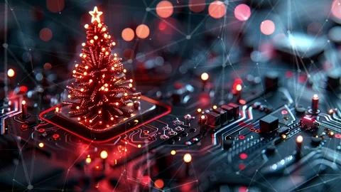 Christmas Tree. An open source Christmas project. Midnight neon background. Stock Footage 273251969