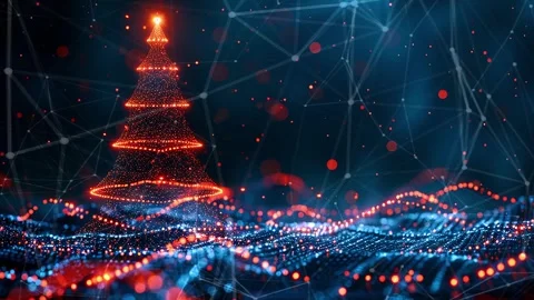 Christmas Tree. An open source Christmas project. Midnight neon background. Stock Footage 273251972