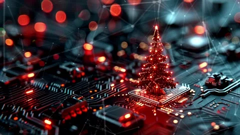 Christmas Tree. An open source Christmas project. Midnight neon background. Stock Footage 273252107