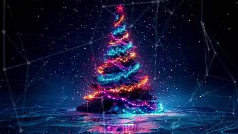 Christmas Tree. An open source Christmas project. Midnight neon background. Stock Footage 273252116
