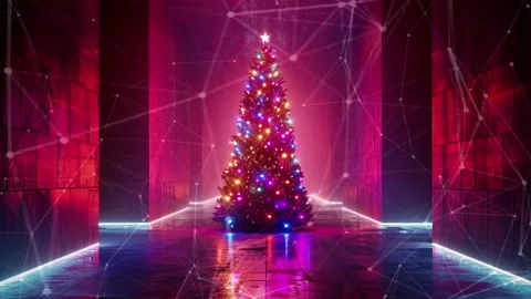 Christmas Tree. An open source Christmas project. Midnight neon background. Stock Footage 273252117