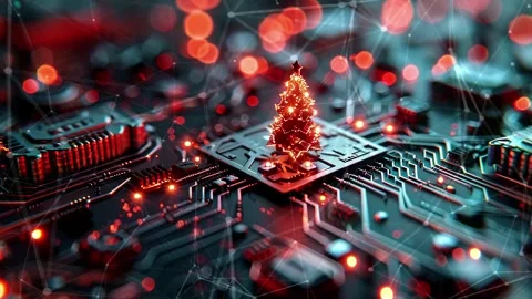 Christmas Tree. An open source Christmas project. Midnight neon background. Stock Footage 273252129