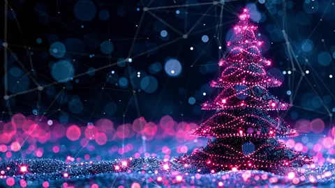 Christmas Tree. An open source Christmas project. Midnight neon background. Stock Footage 273252349