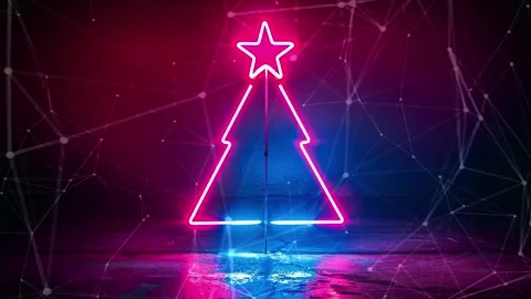 Christmas Tree. An open source Christmas project. Midnight neon background. Stock Footage 273252351