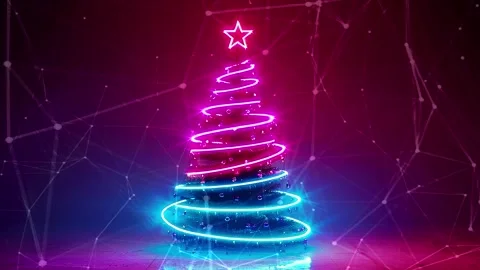 Christmas Tree. An open source Christmas project. Midnight neon background. Stock Footage 273252481