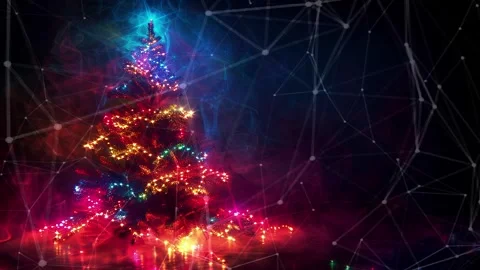 Christmas Tree. An open source Christmas project. Midnight neon background. Stock Footage 273252492