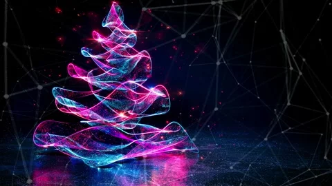 Christmas Tree. An open source Christmas project. Midnight neon background. Stock Footage 273252499