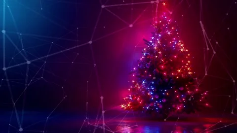 Christmas Tree. An open source Christmas project. Midnight neon background. Stock Footage 273252528