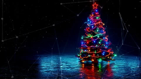 Christmas Tree. An open source Christmas project. Midnight neon background. Stock Footage 273252648