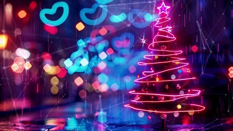 Christmas Tree. An open source Christmas project. Midnight neon background. Stock Footage 273252807