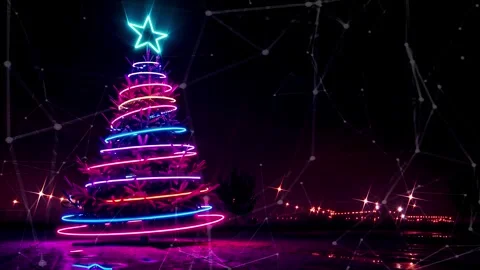 Christmas Tree. An open source Christmas project. Midnight neon background. Stock Footage 273252831