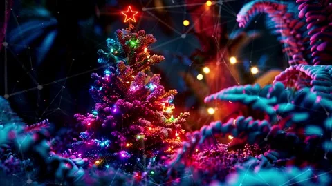 Christmas Tree. An open source Christmas project. Midnight neon background. Stock Footage 273252885