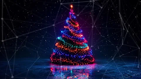 Christmas Tree. An open source Christmas project. Midnight neon background. Stock Footage 273252951